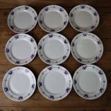 9 Assiettes plate anciennes VF Paris 'pommettes'