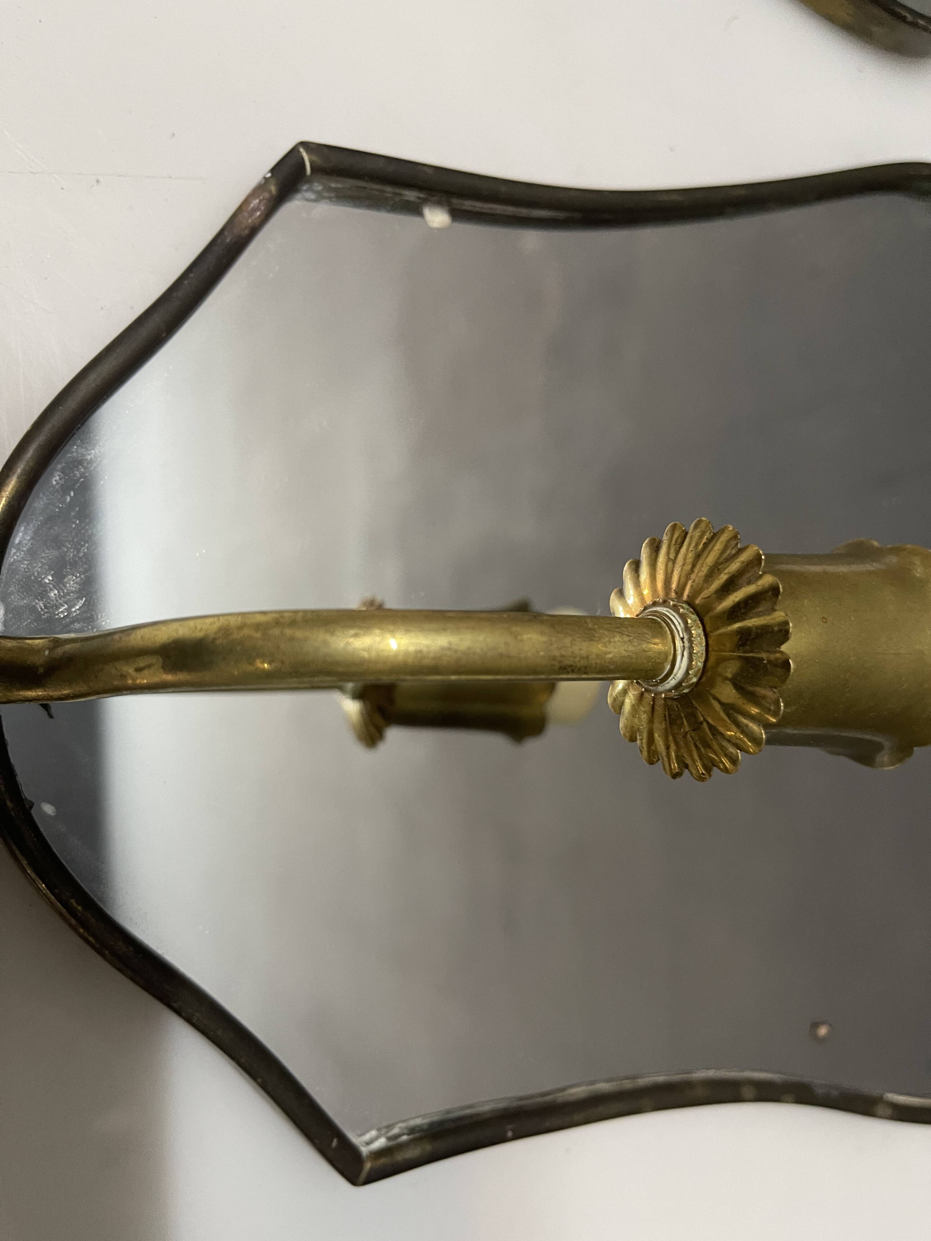 Art Deco Brass Mirrored Sconces Set of 2 1950’s