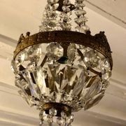 Bronze and crystal hot air balloon chandelier