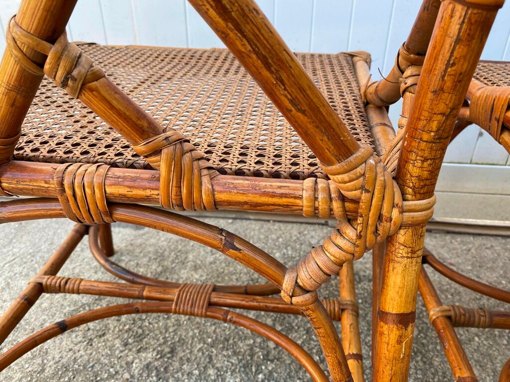 Pair of rattan chairs and vintage cannage from the 70s