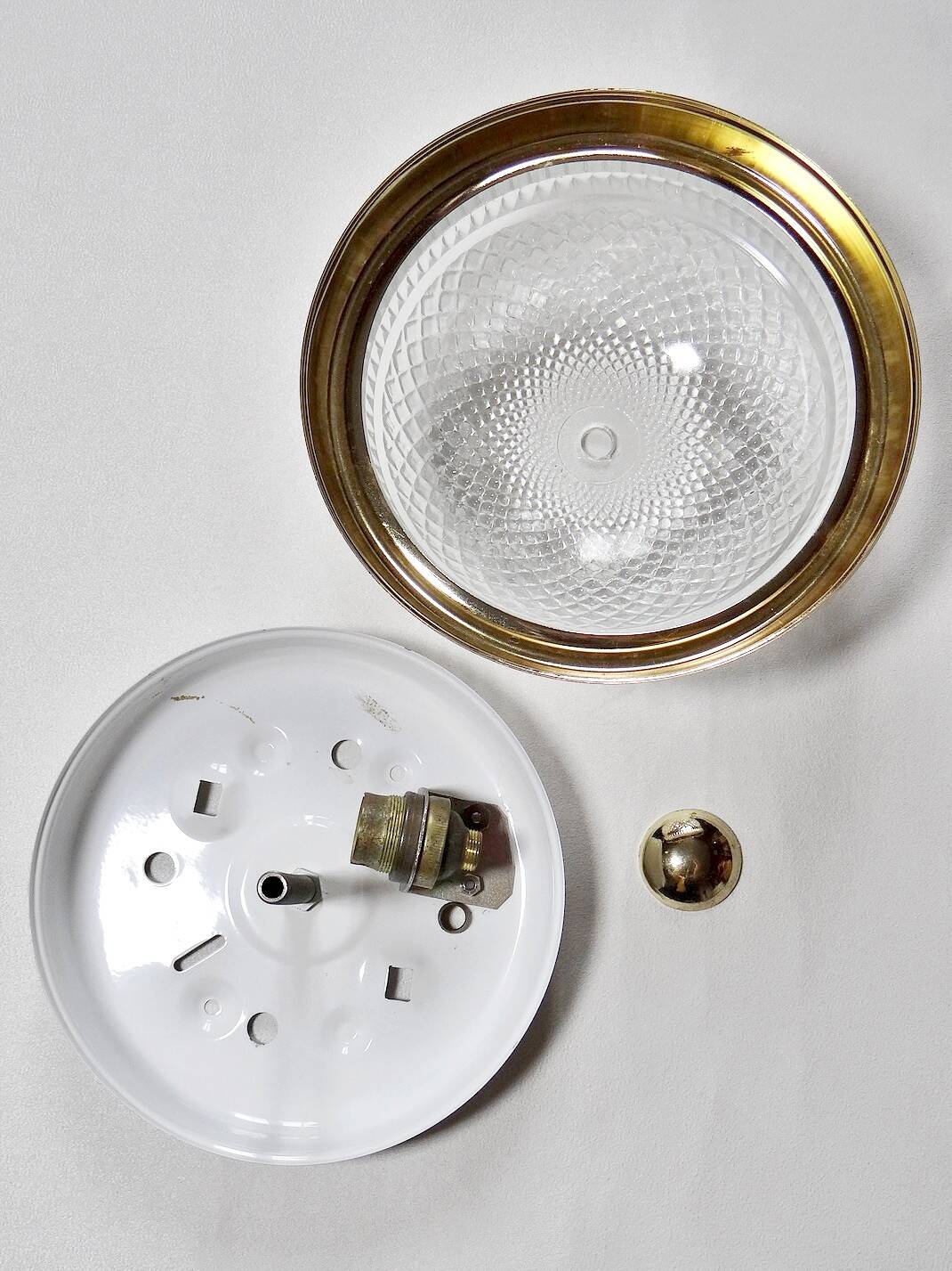 Vintage glass and gold metal globe ceiling light