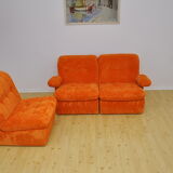 Orange corduroy modular sofa, 1970s.