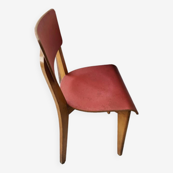 Leatherette and wood chair