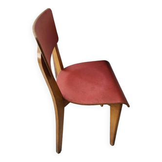 Leatherette and wood chair