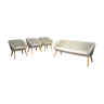 Canapé 3 fauteuils cocktail danois des années 50/60 gris blanc