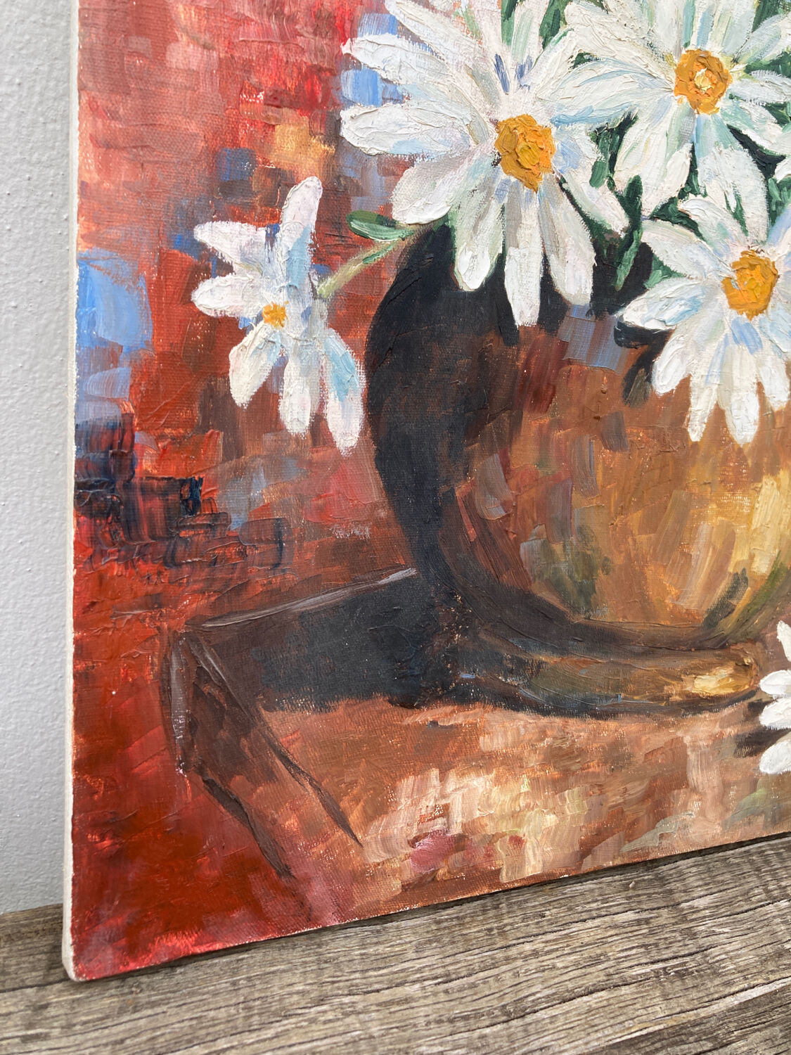 Oil on canvas bouquet of flower old painting