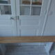 Farm bench, end of bed leg patinated pearl gray, wooden seat