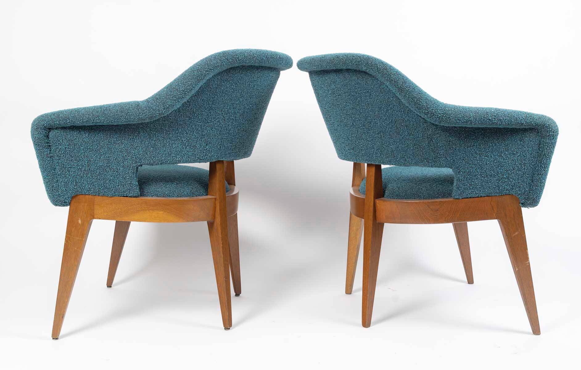 Pair of vintage armchairs by designer Charles Ramos, 1950s.