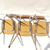 Set of 3 formica chairs wood color
