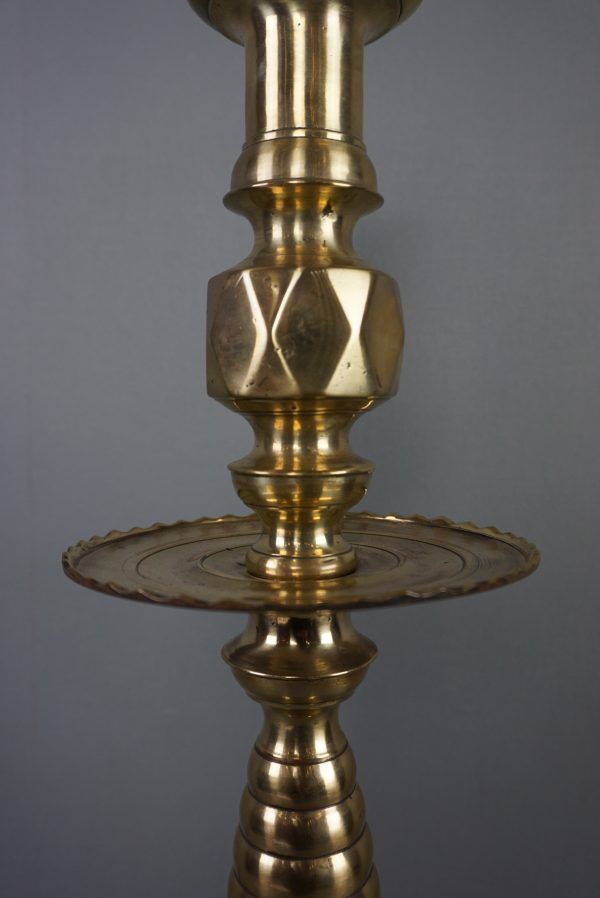 Old yellow copper neck candle holder