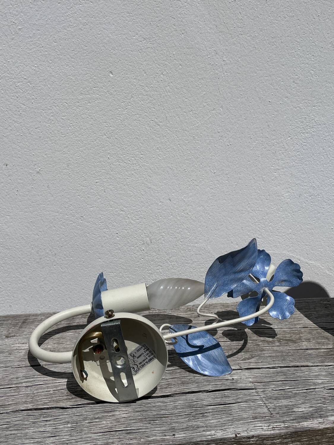 Pair of blue metal floral wall lights