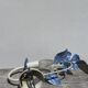 Pair of blue metal floral wall lights