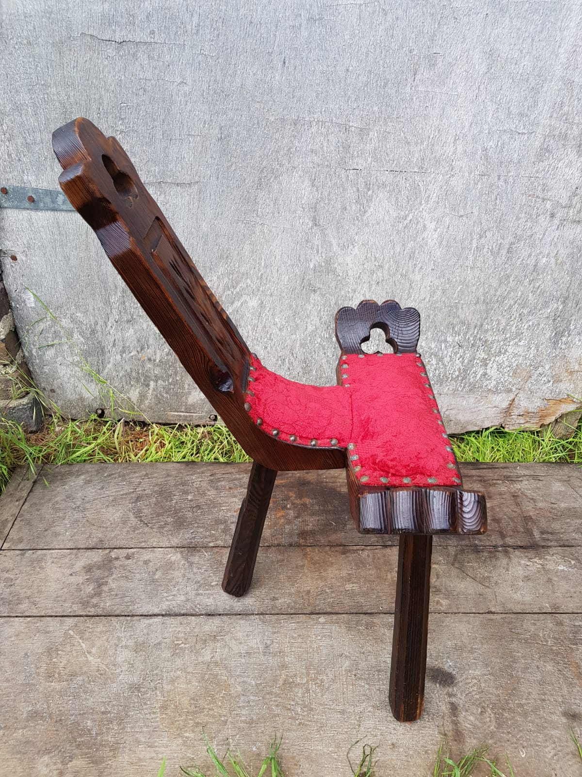 Brutalist chair feet tripodes carved wood