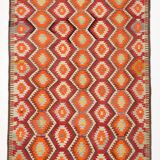6x10 Soft Red and Orange Turkish Kilim Rug
