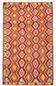 Tapis Kilim turc doux rouge et orange 6x10