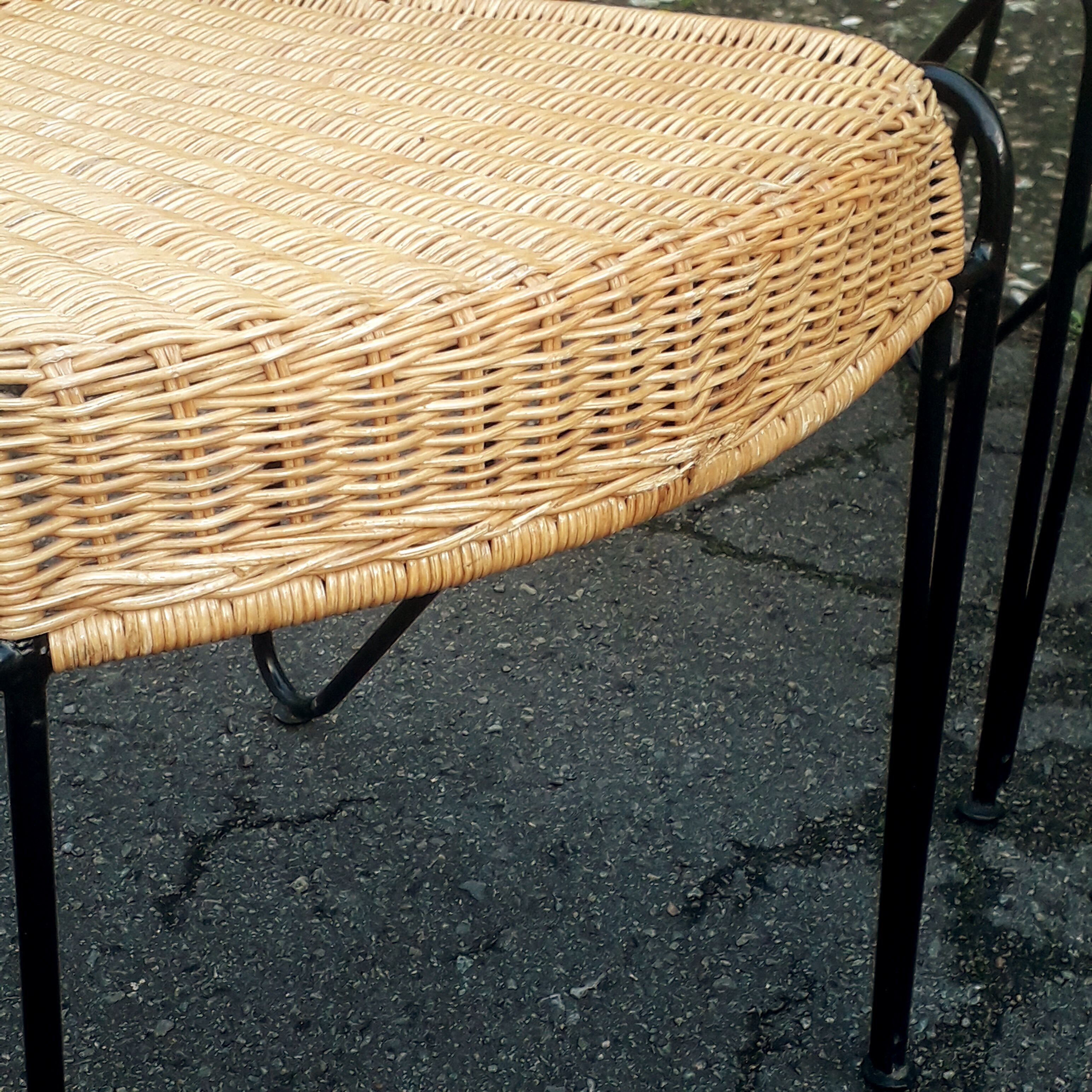 Chaises fer forgé rotin vintage