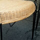 Chaises fer forgé rotin vintage