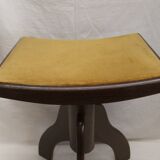Piano stool bench old wooden tripod foot mustard velvet top