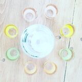 Service à liqueur multicolore en verre