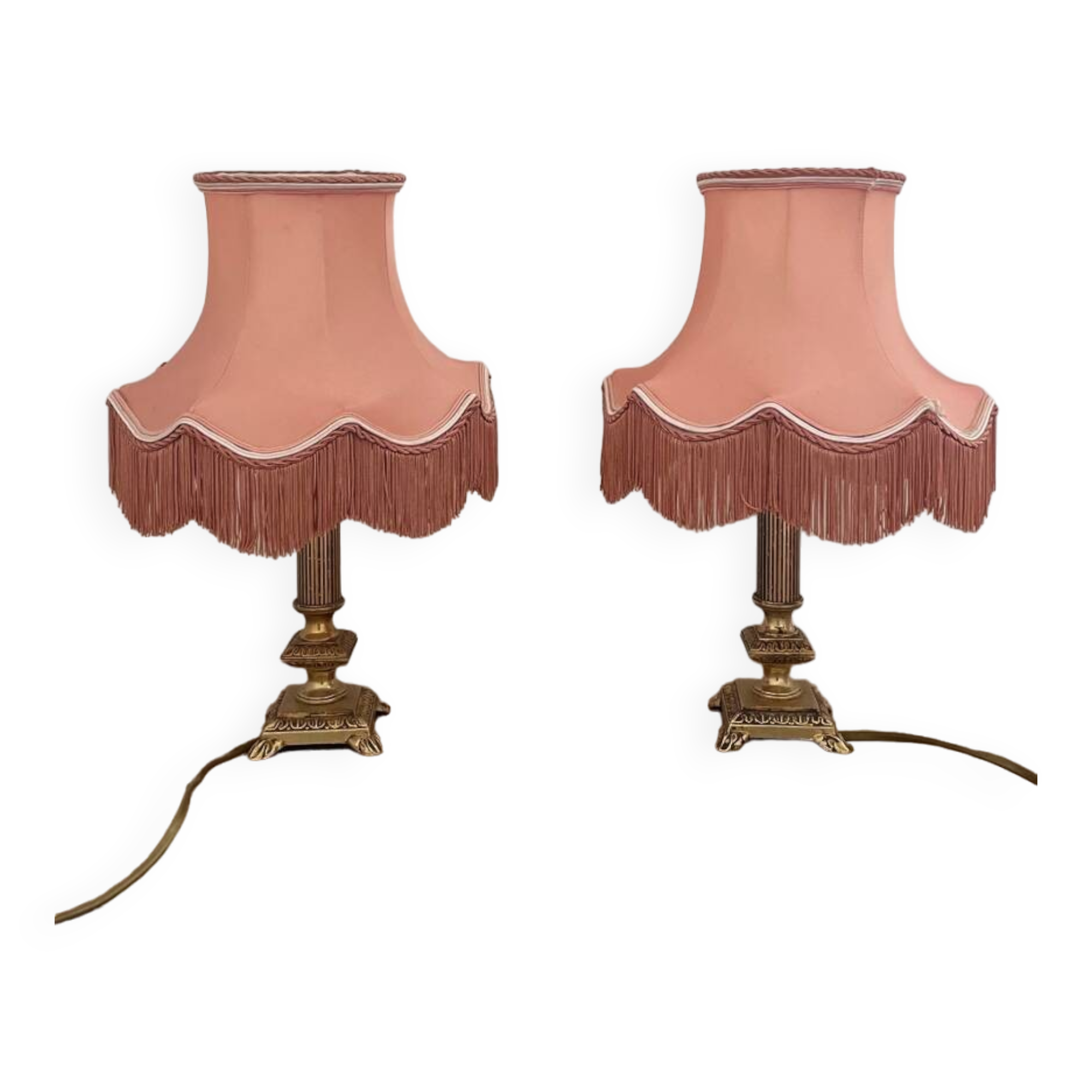 Pair of fringed lamps