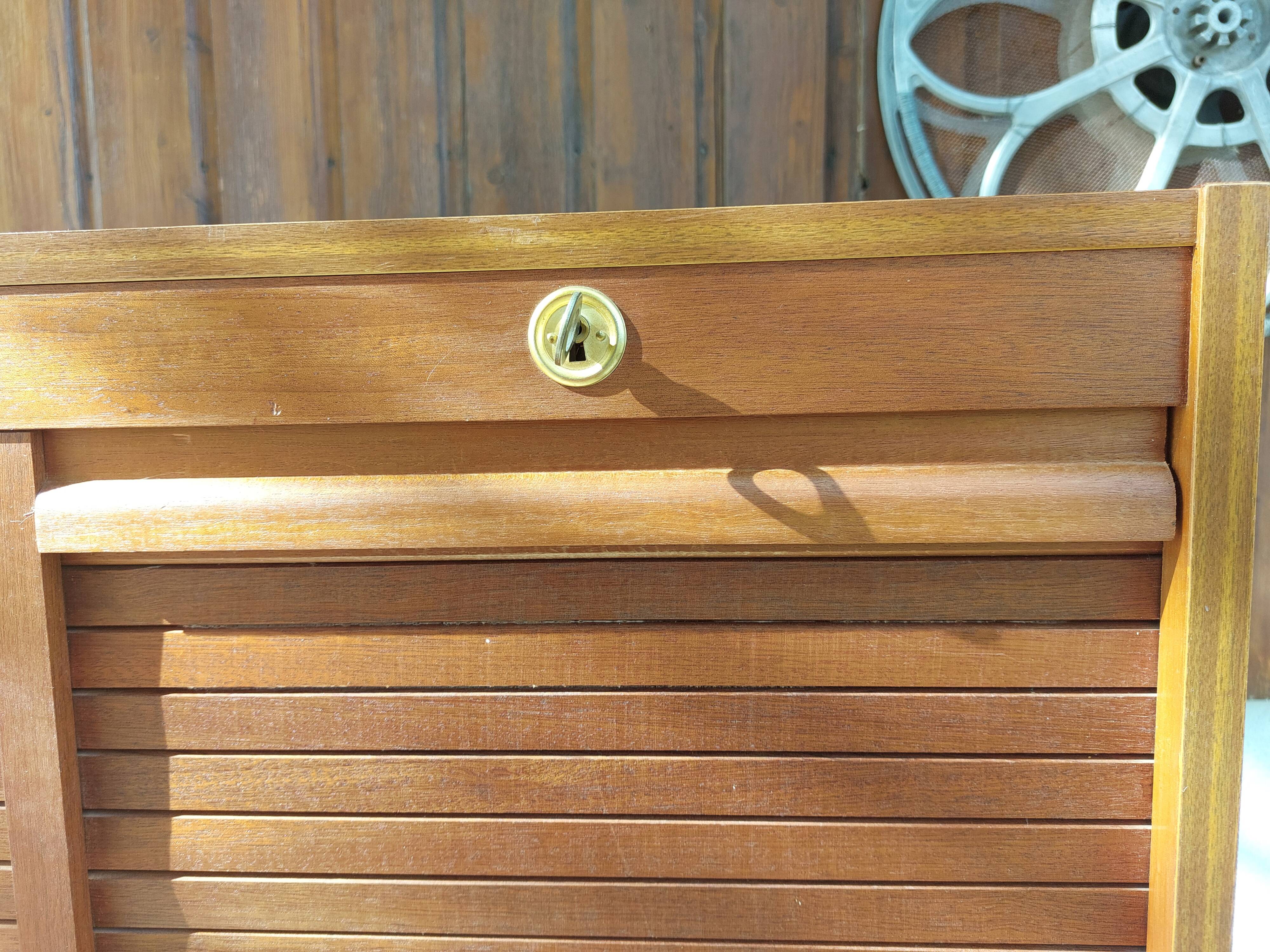 double curtain filing cabinet, vintage