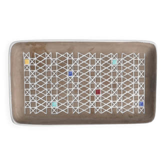 Brown and White "Corso" Ceramic Dish by Ingrid Atterberg for Upsala Ekeby, 1950s