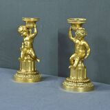 Pair of Gilt Bronze Candlesticks, Louis XVI Style – Mid 19th Century