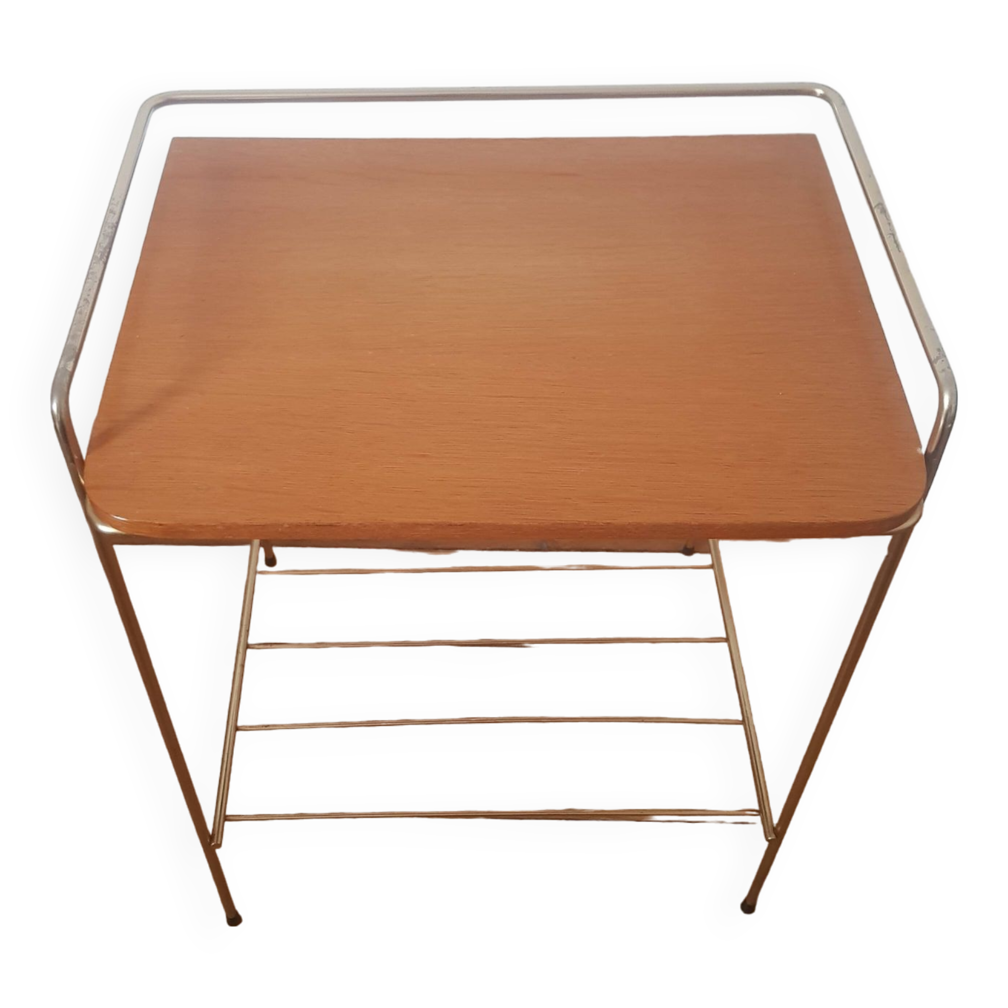 Metal and wood end table