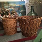 Two matching wicker pot covers