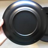 Black Earthenware Plate 21 cm Vintage