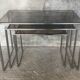 Suite of 3 space-age nesting tables stainless steel and glass - design 1970
