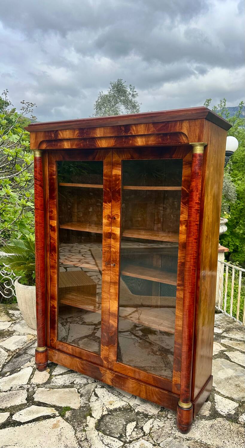 Empire Style Mahogany Display Cabinet/Bookcase, 19th Century