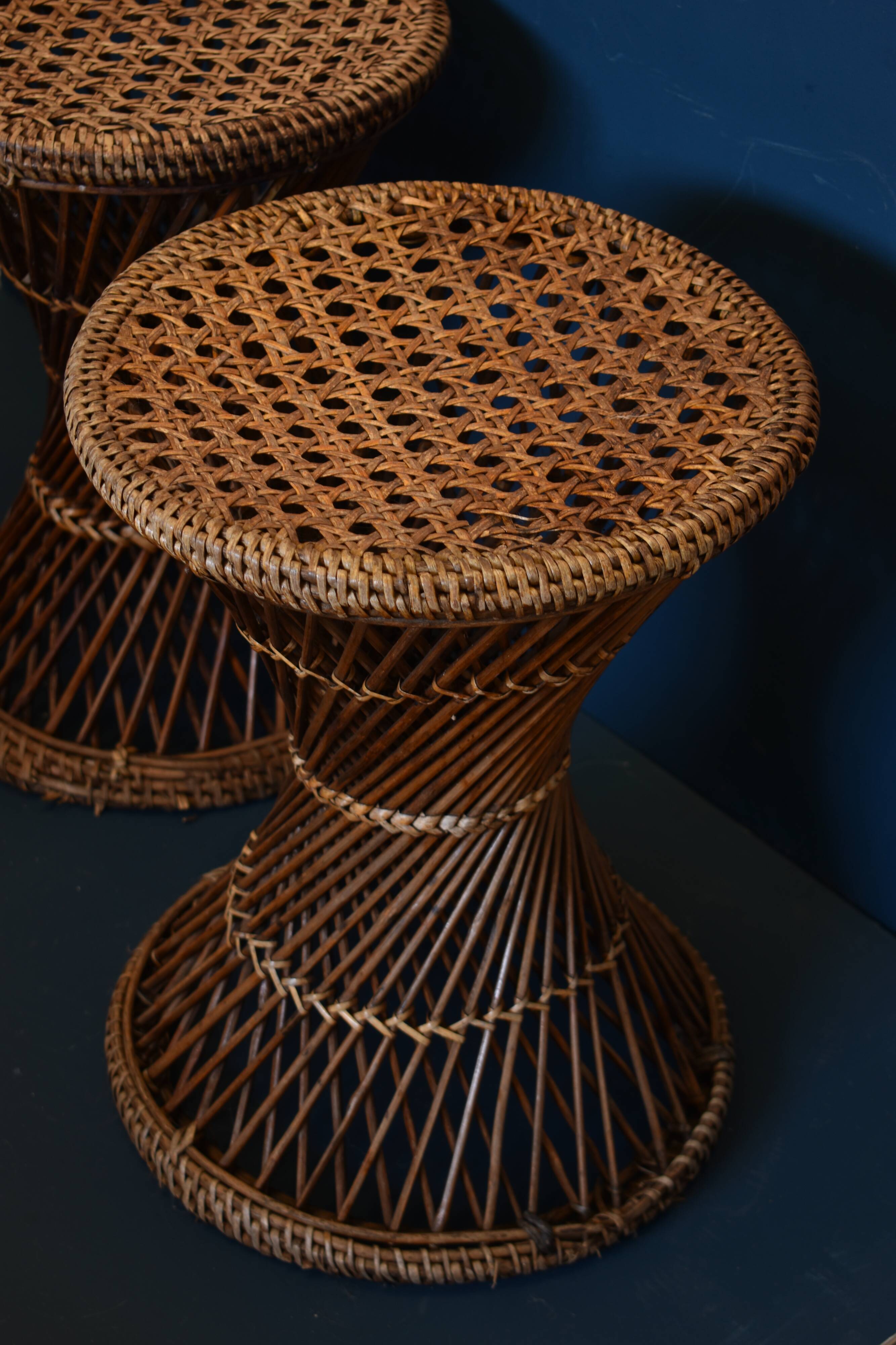 Tabouret diabolo osier vintage