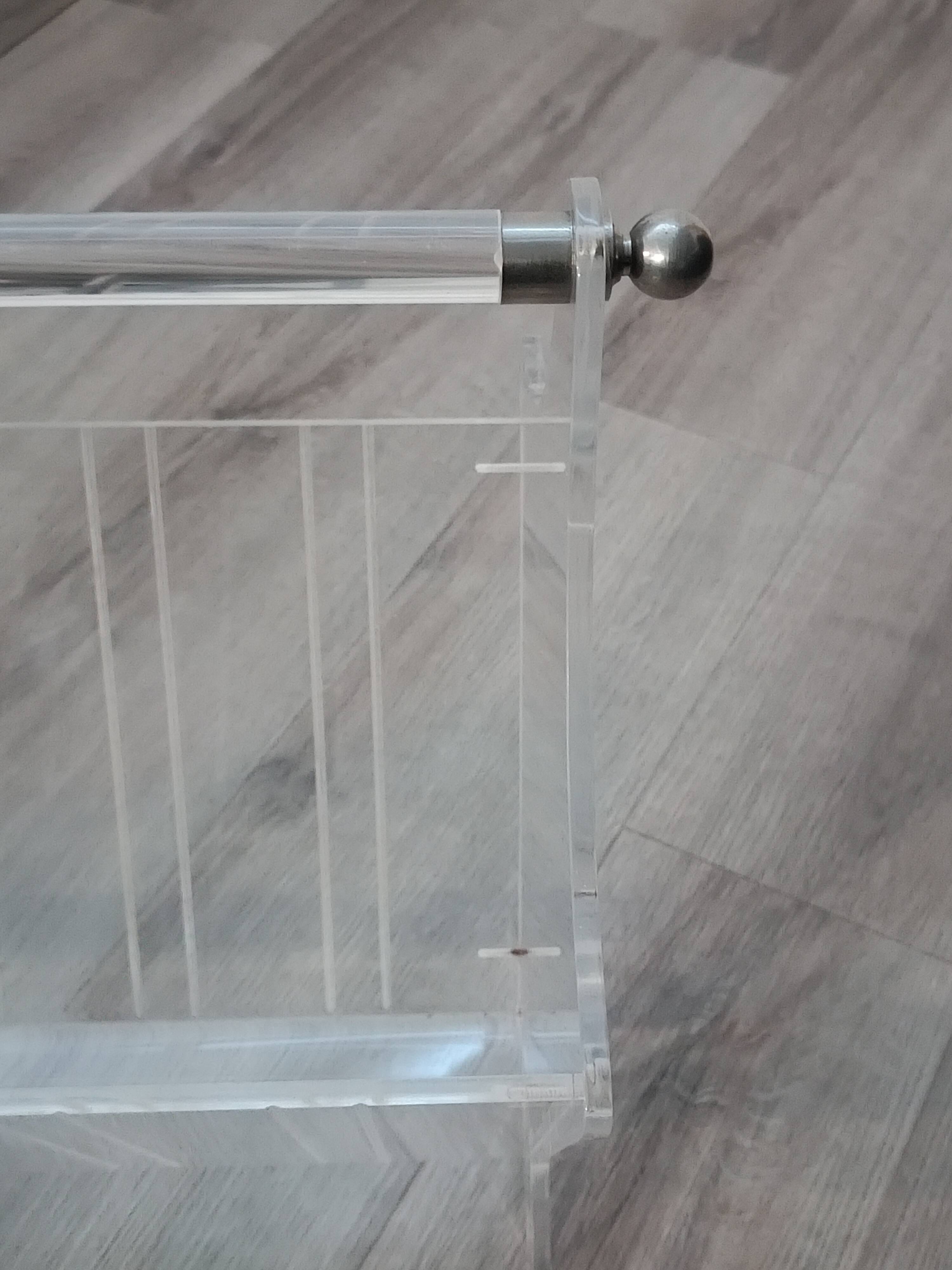 Vintage plexiglass magazine rack France 1980s