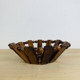 Coupe à fruits vintage en bois d'olivier