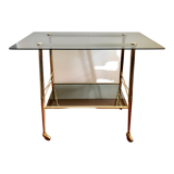 Smoked glass and gilded brass trolley