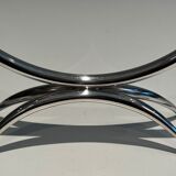 Silver-plated metal and plexiglass design candlestick.