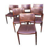 Chairs Niels Otto Møller model 80 brown leather and rosewood 60s