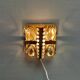 Swedish wall lamp in gold-colored metal with glass prisms. Estimated 1970-80s.