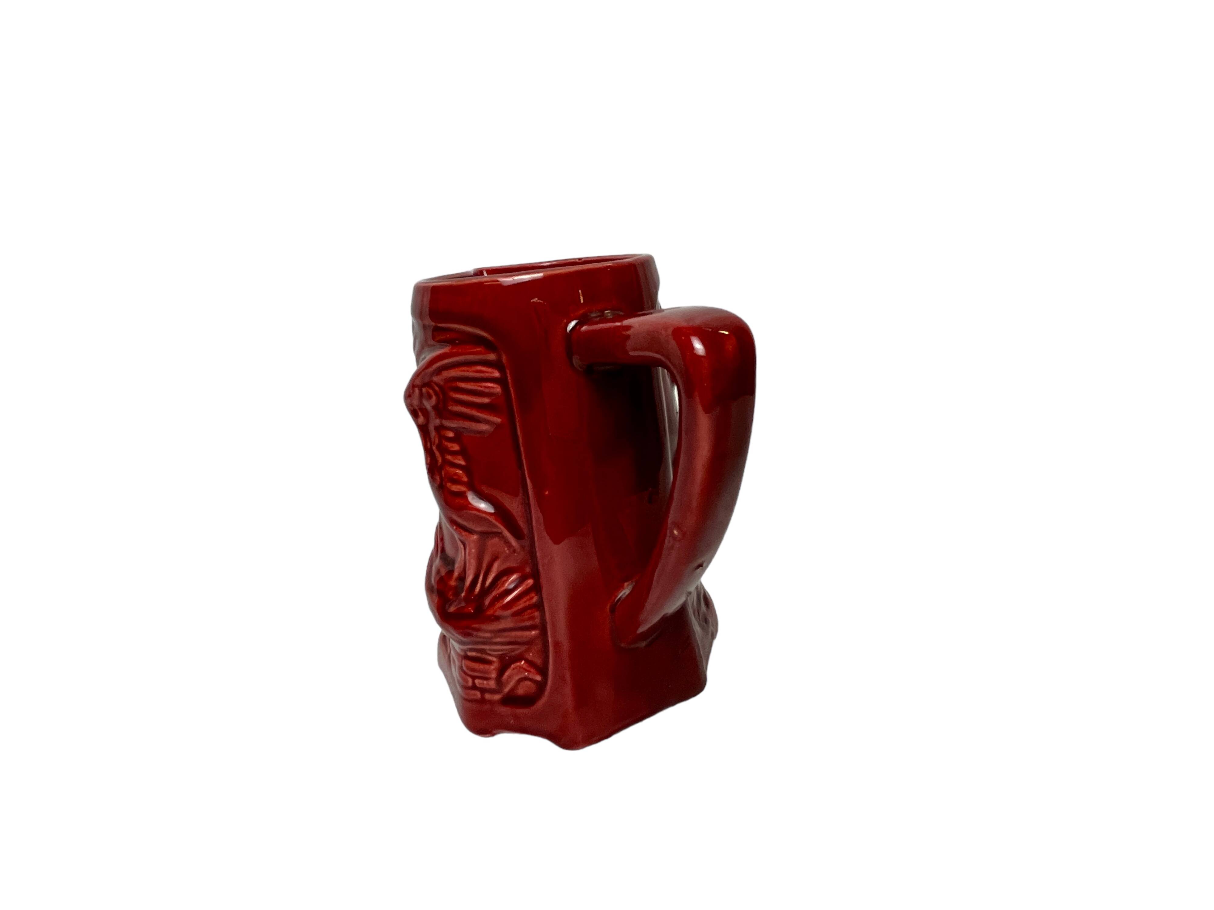 Saint Clement red earthenware pitcher with stork decoration circa 1940
