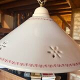 Sliding suspension chandelier with counterweight and smooth openwork plate