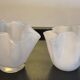 Duo of vintage handkerchief vases in glass paste