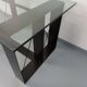 Vintage rectangular high table in glass and black metal from the 1980s.
