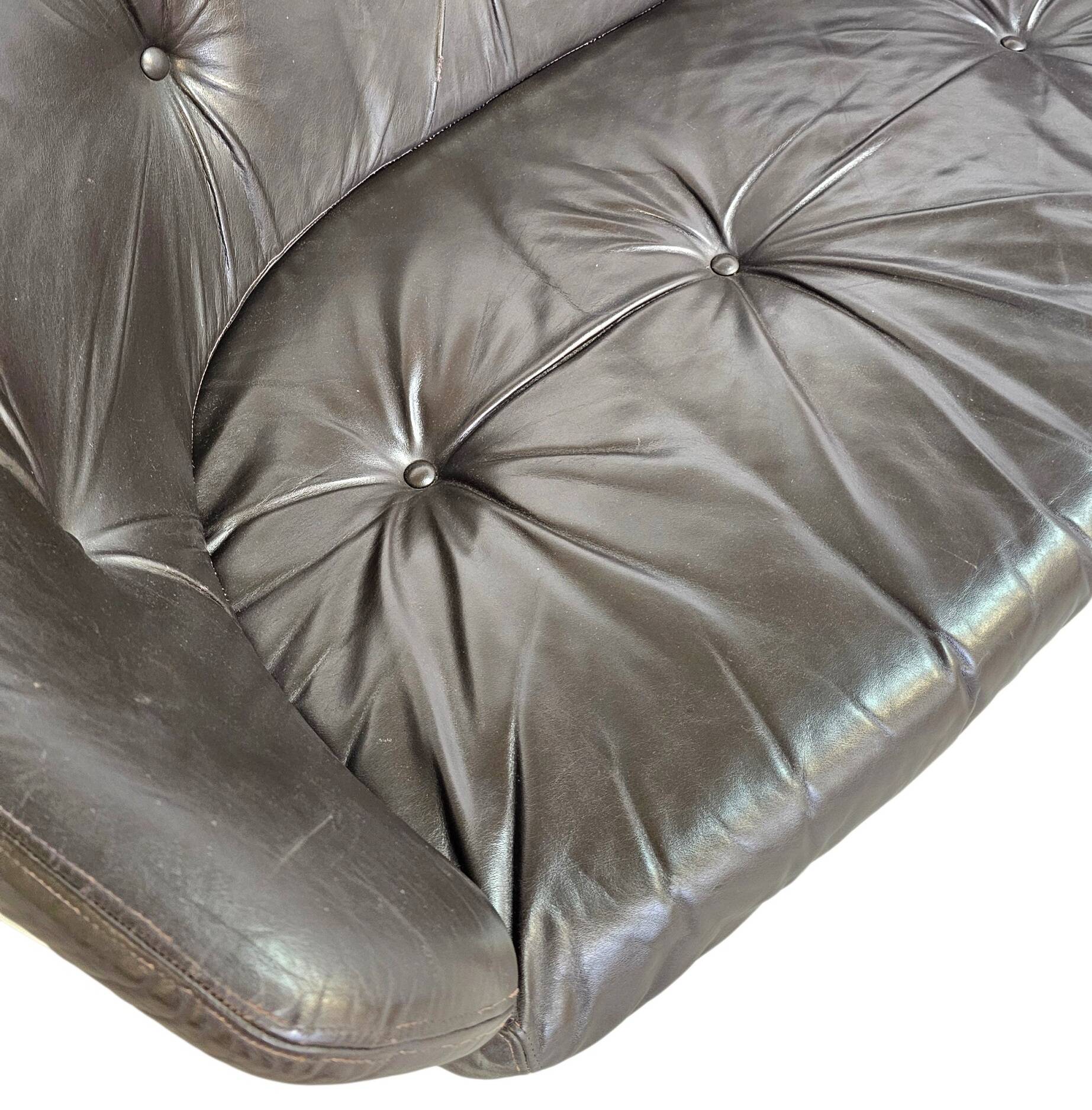 Bz49 sofa by Hans Ell for 't Spectrum / 1970 / dark brown leather