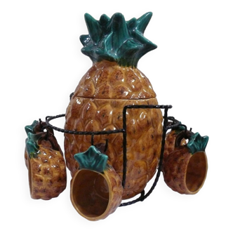 Pineapple-shaped punch set in Vallauris ceramic.