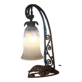 old wrought iron lamp 32x20 pretty tulip original elec ok