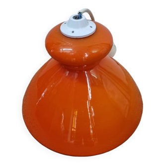 Orange opaline pendant light from 1970