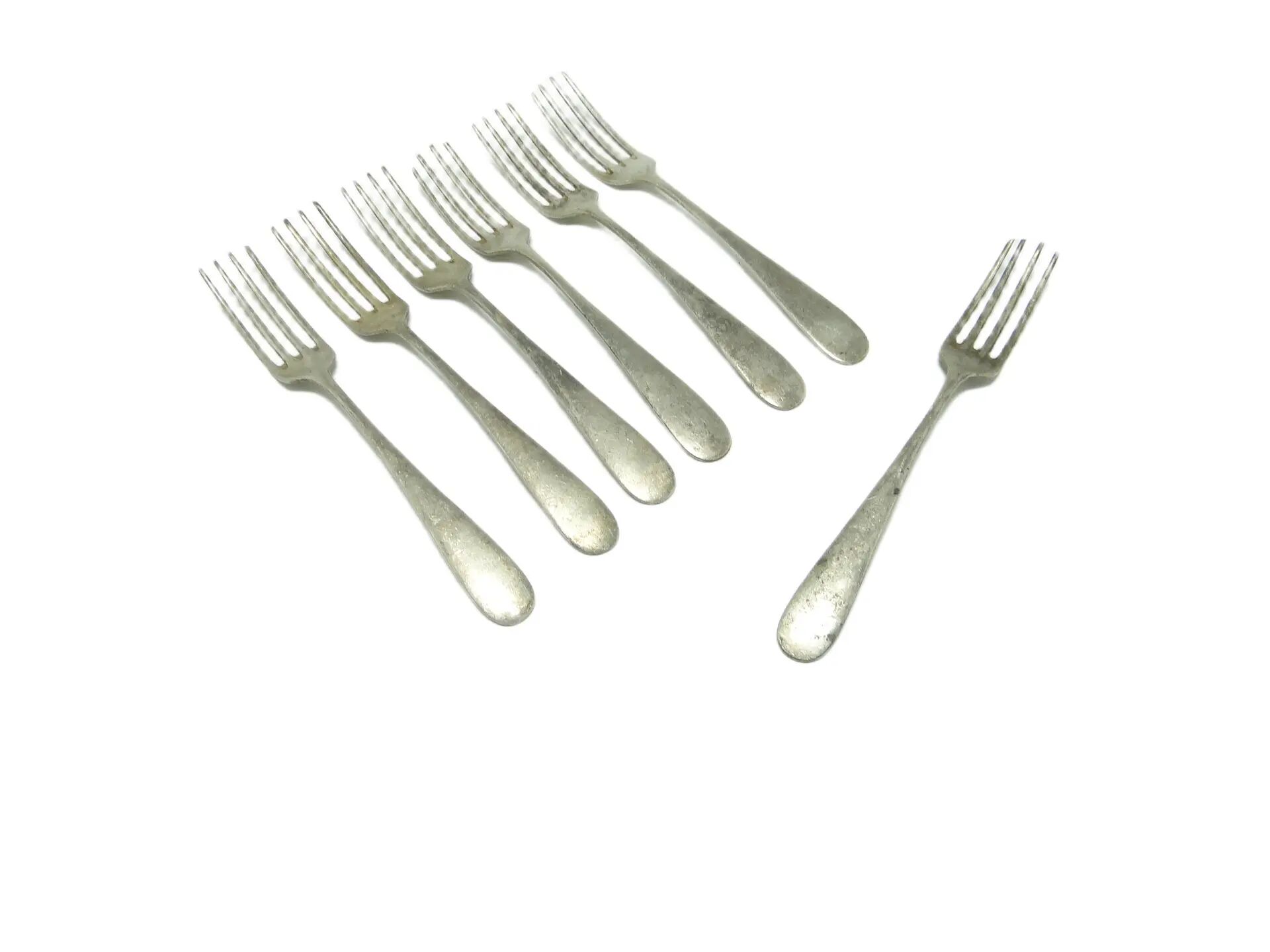 Set of forks, minimalism, silver-plated brass, Henneberg Brothers, Poland, 1930s