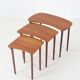 Set of 3 asymmetrical teak nesting tables / side tables / Mid Century Danish Modern Design / 1950s / 1960s