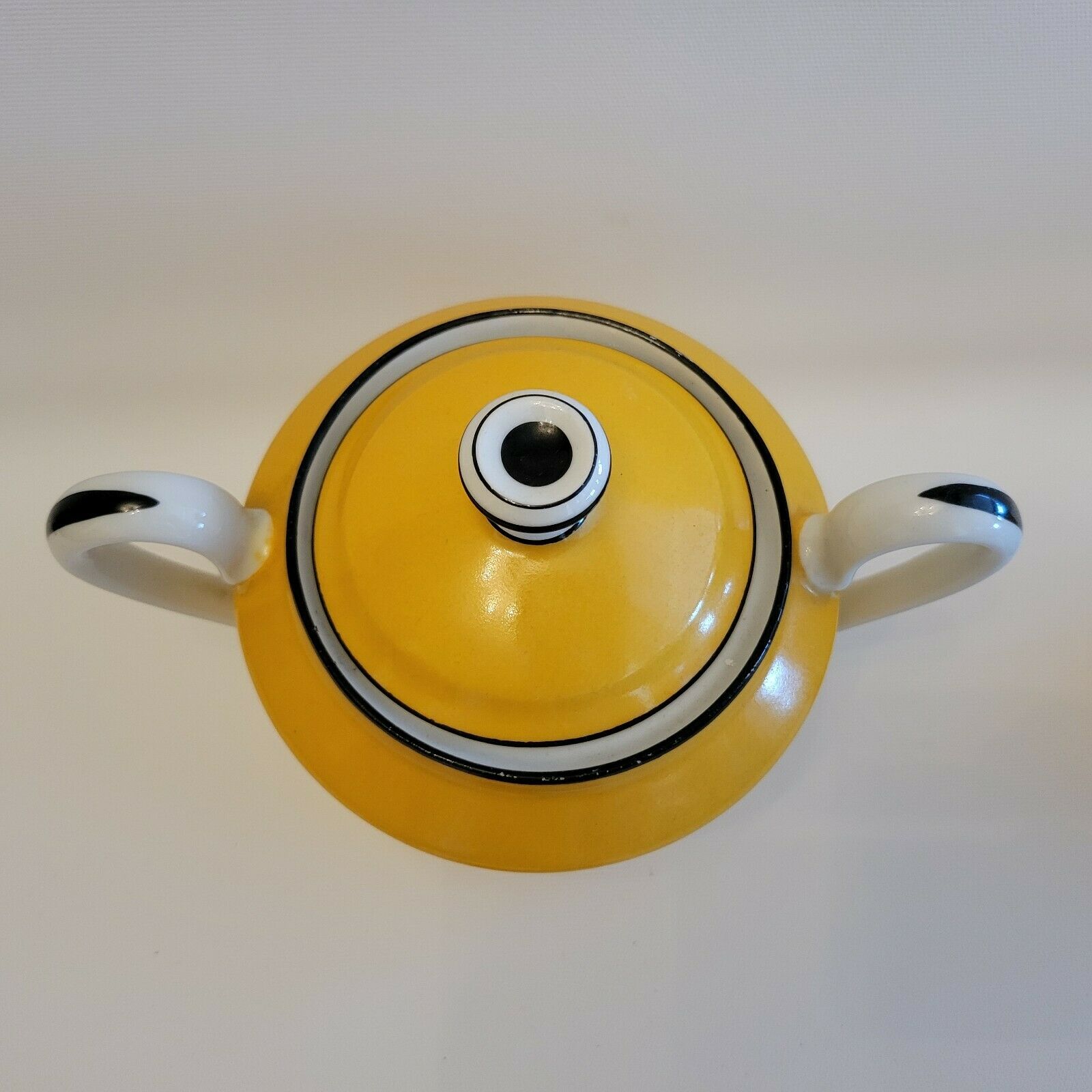 Sugar bowl and porcelain milk jar Limoges mustard yellow color